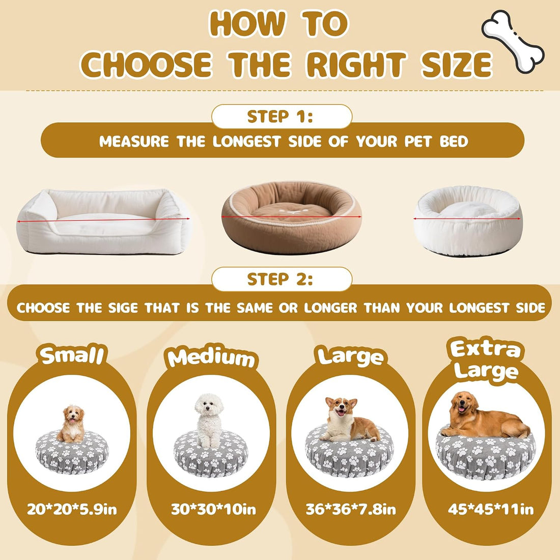 BALAPET Washable Dog Bed Covers Replacement Round Waterproof Bed
