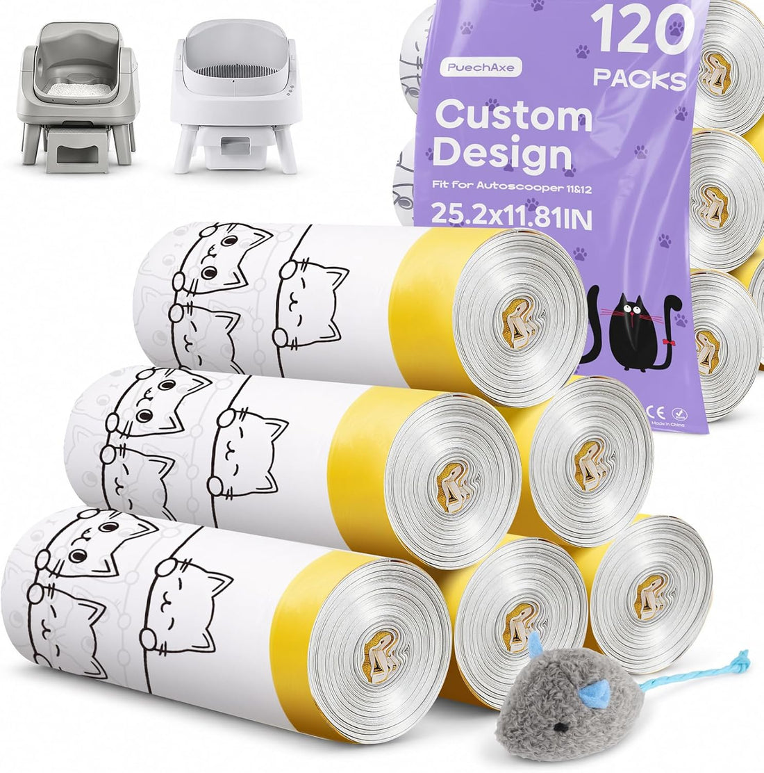 Cat Litter Bags for Pet Pivot Autoscooper 11/12 Box, 60 Count