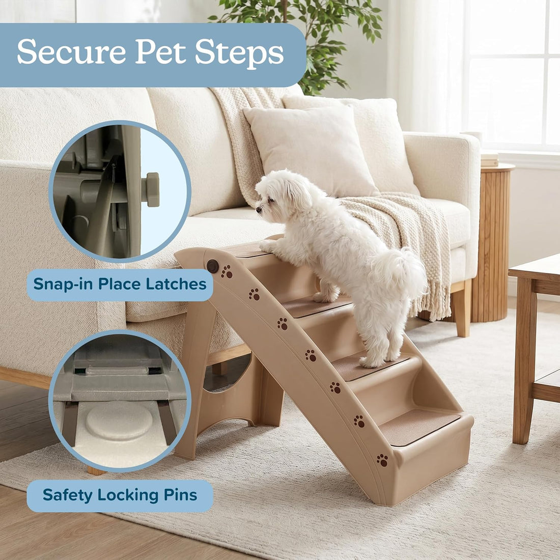 Pet Stairs - Home and Vehicle Foldable Nonslip Dog Steps with 4-Step