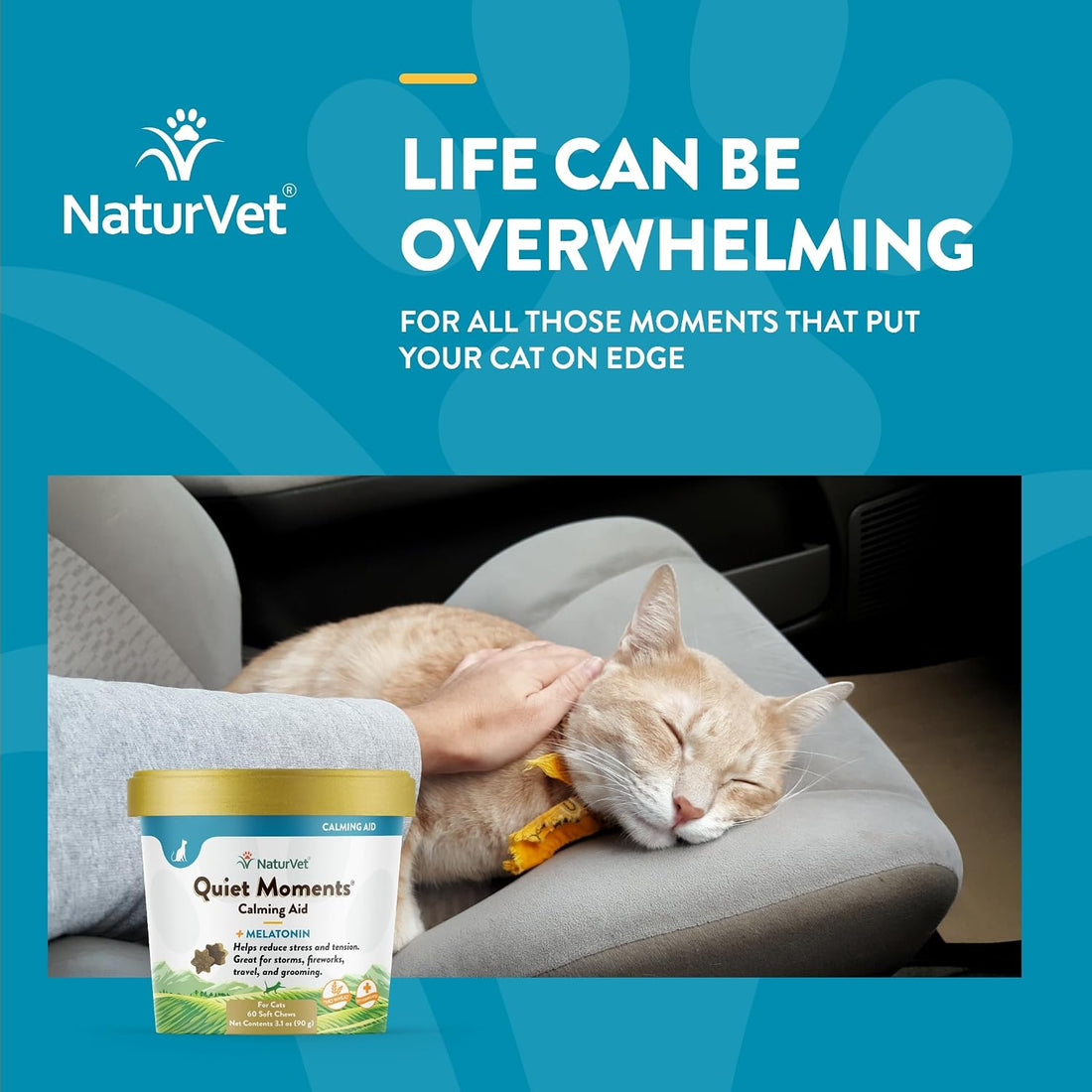 NaturVet Quiet Moments Calming Aid for Cats Plus Melatonin