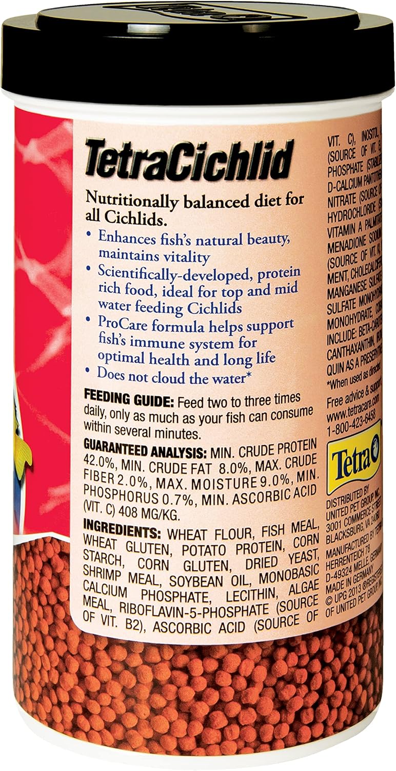 Tetra Cichlid Floating Cichlid Pellets Fish Food, 6 oz