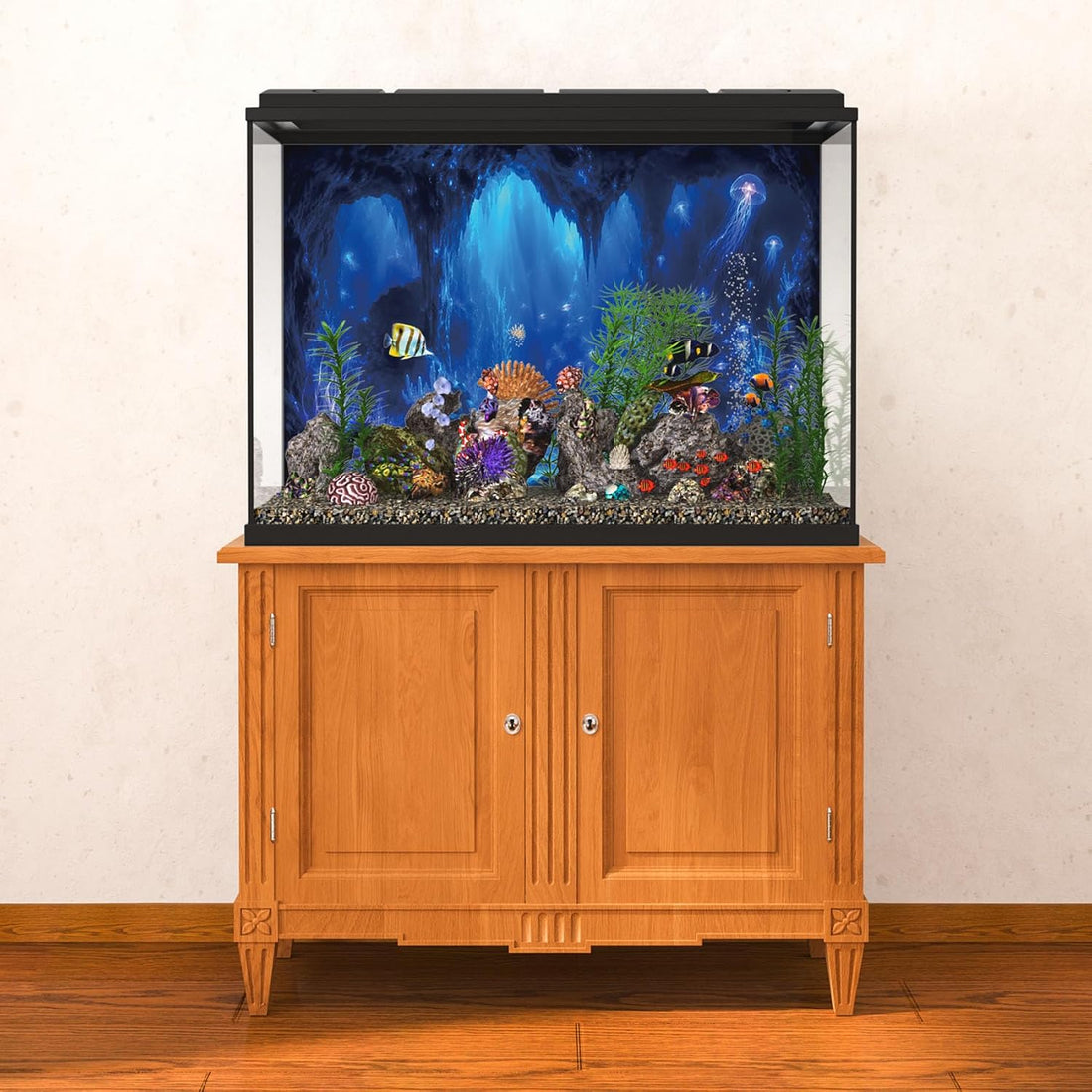 Underwater Blue Cave Jellyfish Aquarium Background