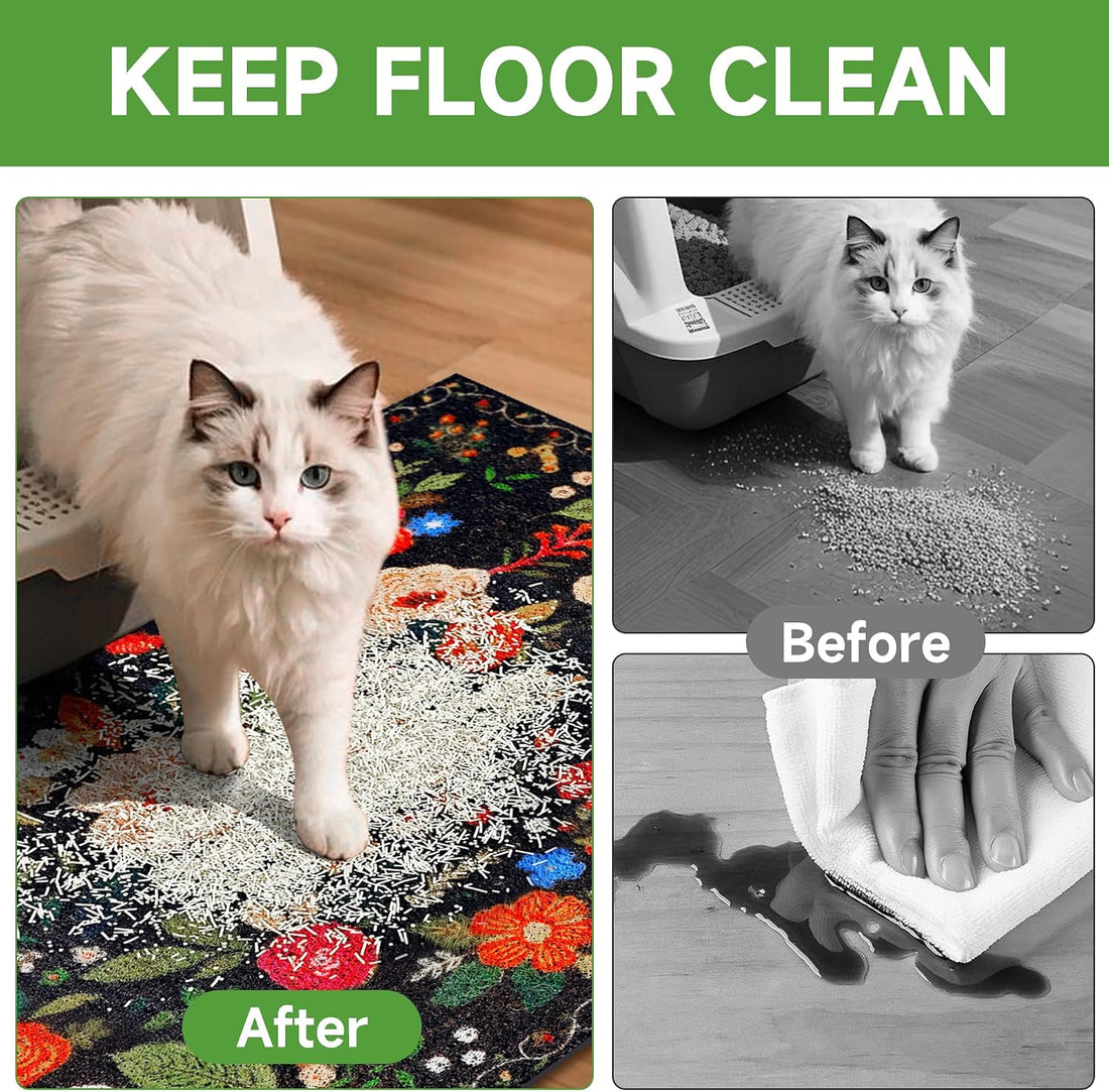 Cat Litter Mat, 24" x 16" Litter Box mat, Traps 100% Litter