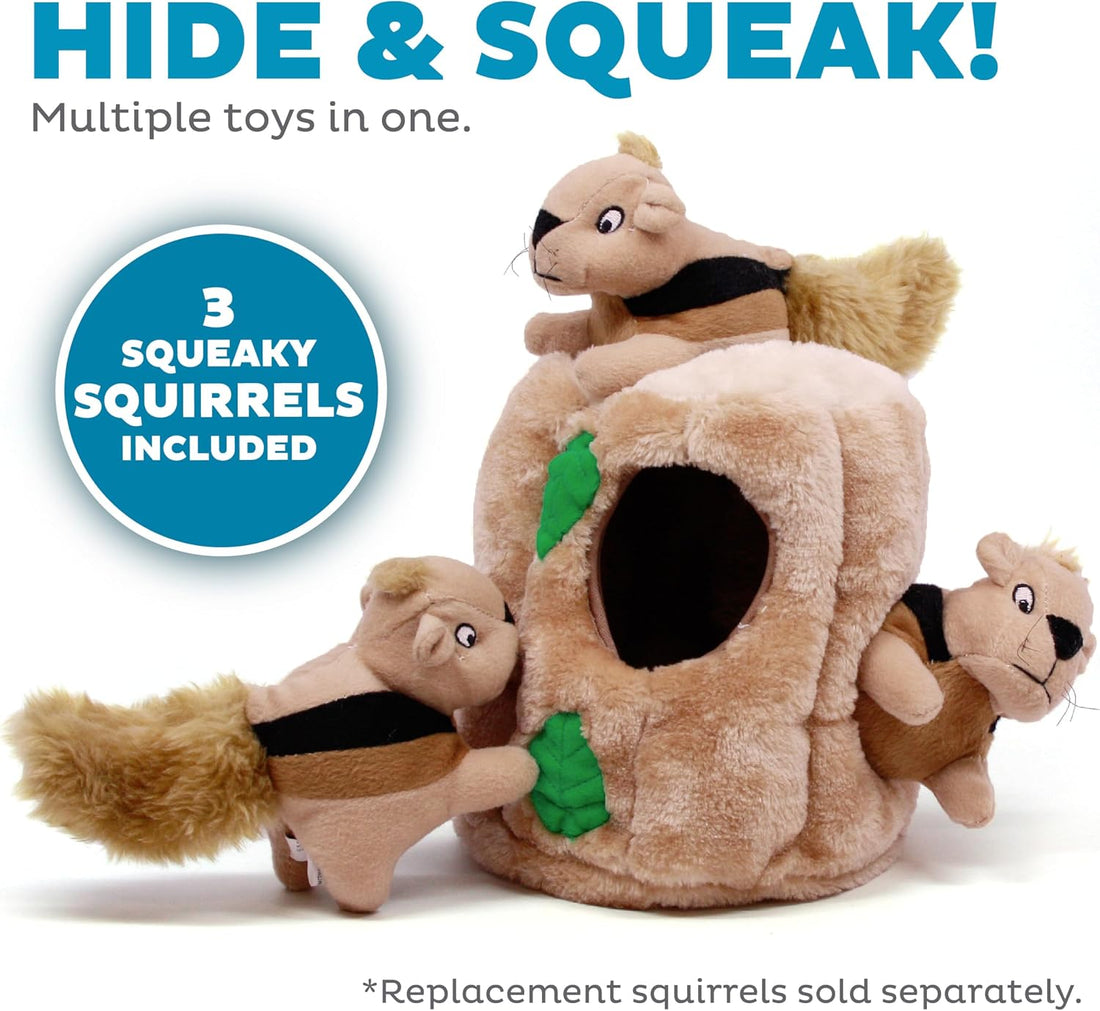 Outward Hound Hide-A-Squirrel Plush Squeaky Dog Toy, Large