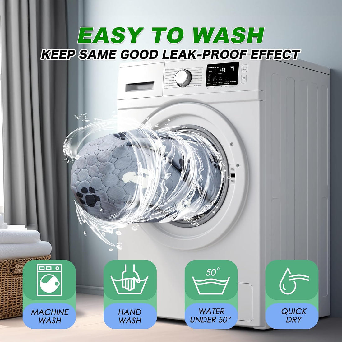 WanpeeGoo Washable Pee Pads for Dogs, Waterproof, 18 x 24 in, 4 Pack