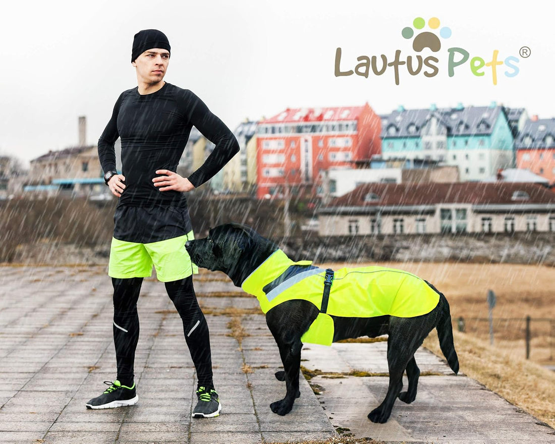 Waterproof Dog Rain Coat, Reflective Safety Strips & Leash Hole