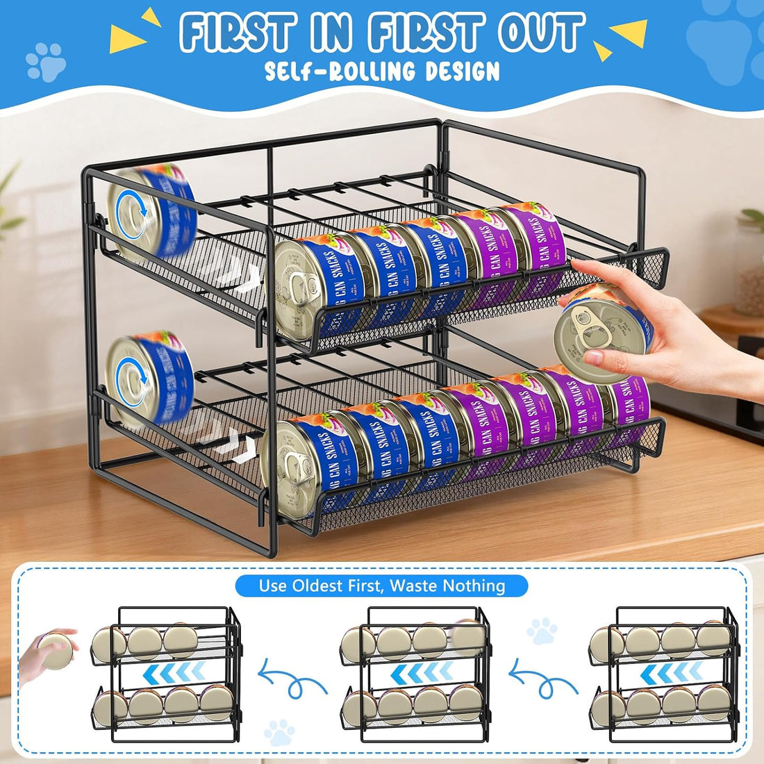 Cat Food Can Organizer, Can Organizer for Pantry