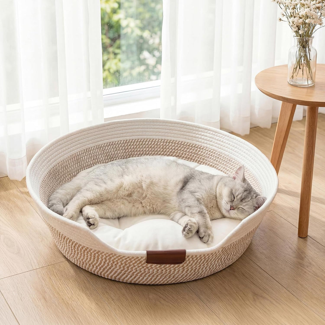 YOUDENOVA Stimulicat Handwoven Cat Basket Bed with Cushion