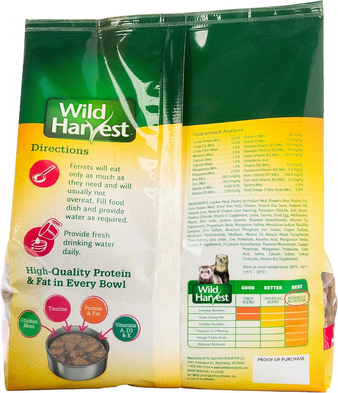 Wild Harvest Advanced Nutrition Ferret Food, 3 lbs