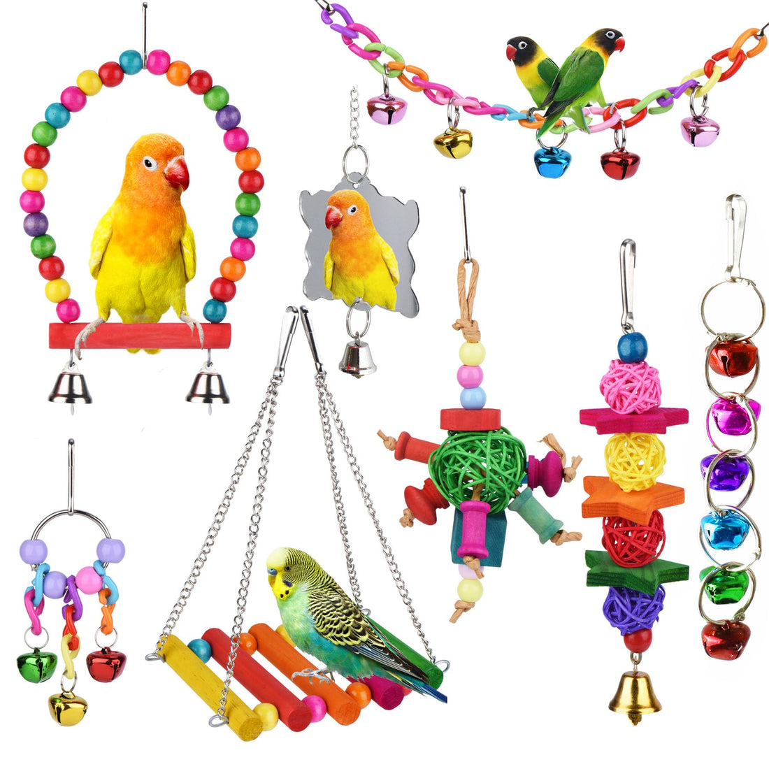 ESRISE 8 Pcs Parakeet Cockatiel Bird Toys