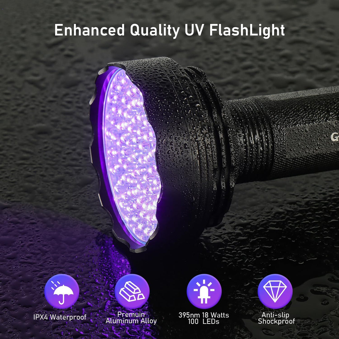 GLOSSDAY UV Flashlight Black Light