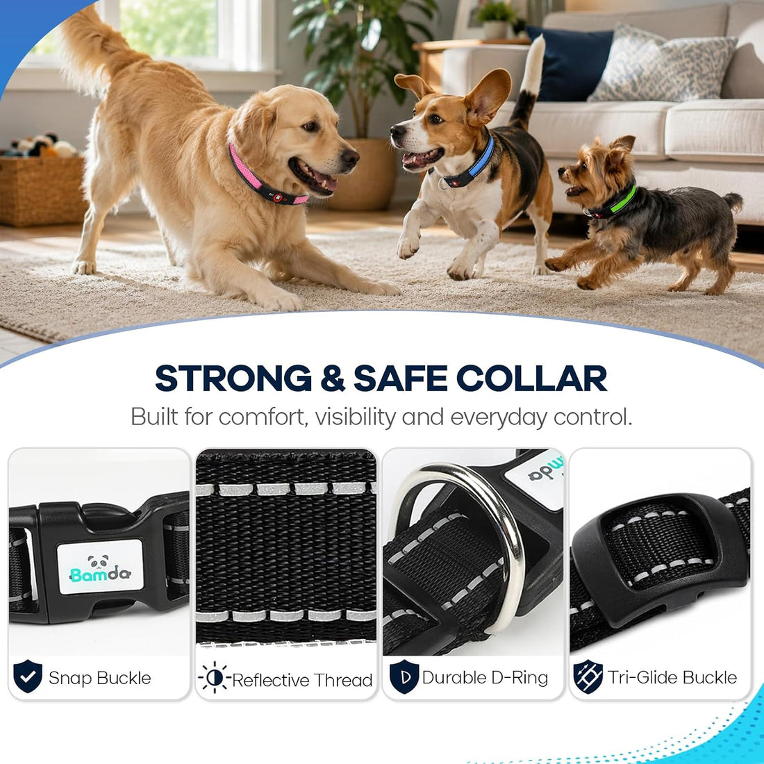 Light Up Dog Collar for Large Dogs, Super Bright Glow Collar