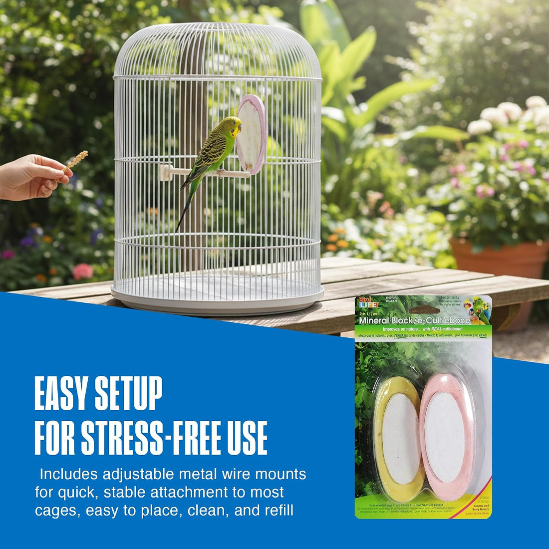 Penn-Plax Bird-Life 2-in-1 E-Cuttlebone & Mineral Block
