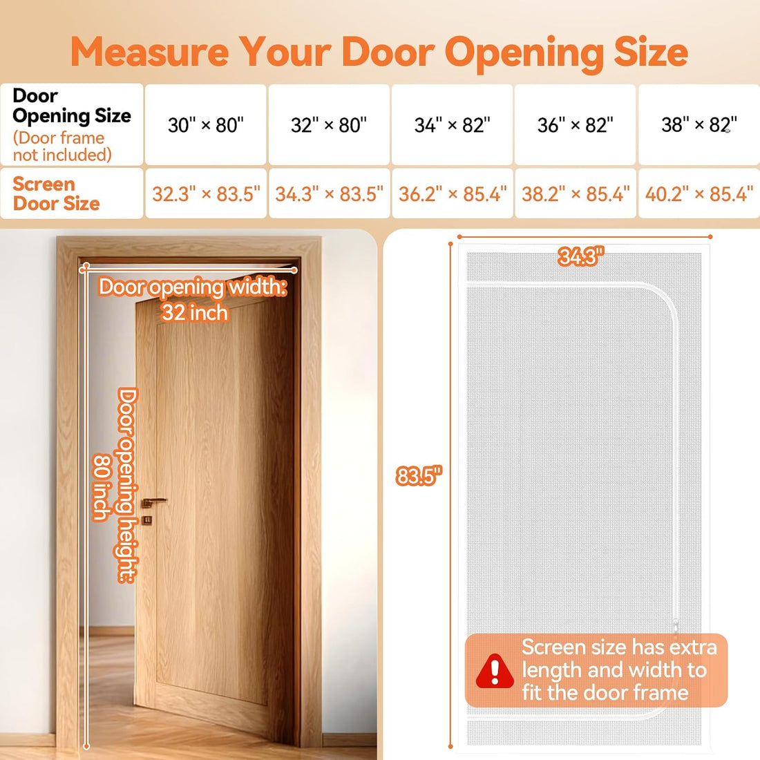 BFNN Cat Proof Screen Door, Extra Tall Mesh Gate, Fit 32'' x 80'' Door