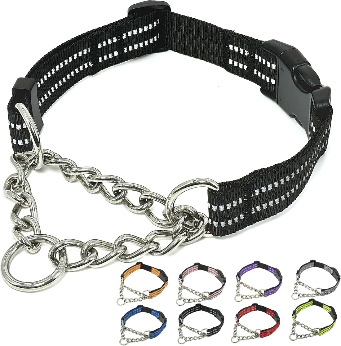 Chain Martingale Dog Collar, No Pull Reflective Training Collar