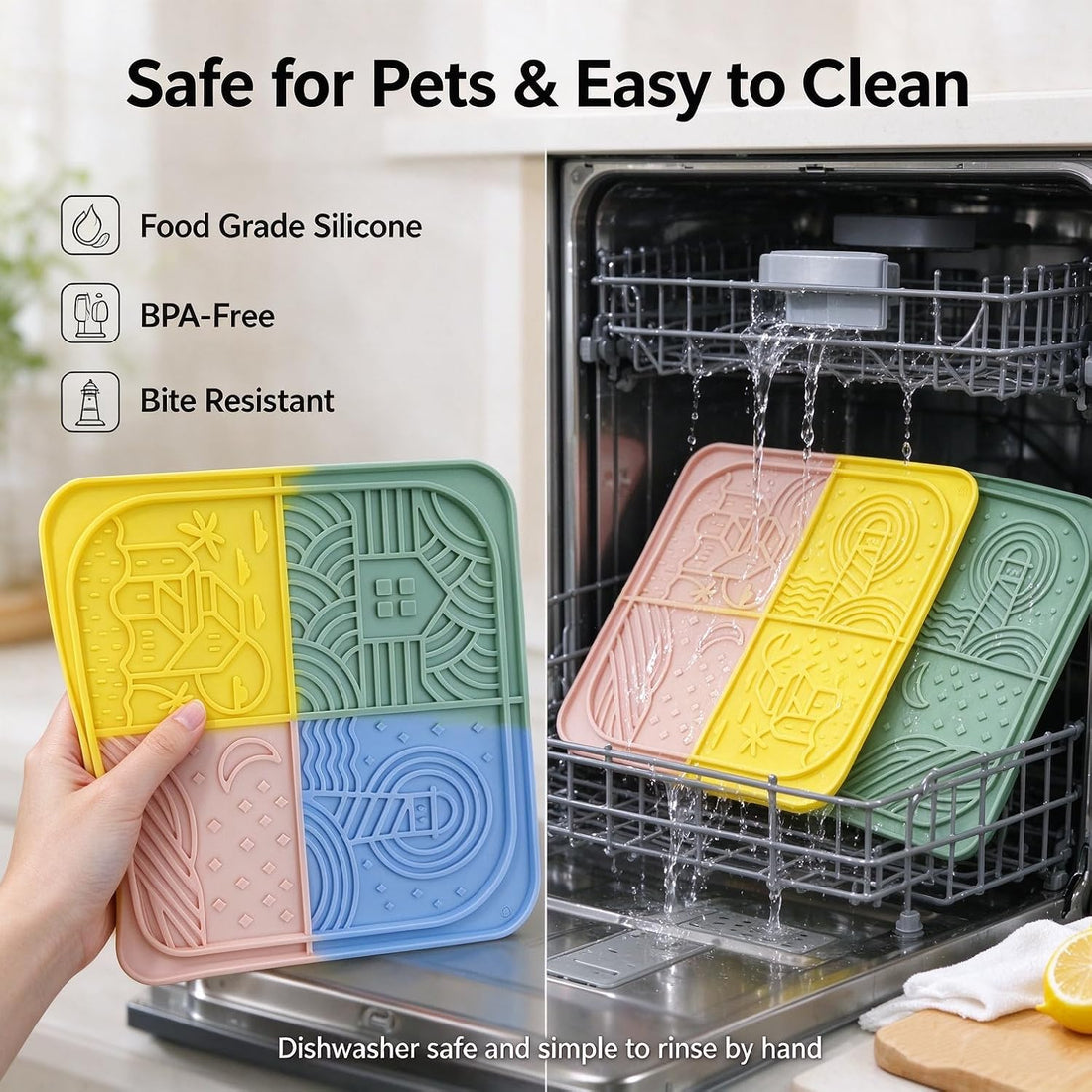 3 Pack Dog Lick Mat, Silicone Slow Feeder with Strong Suction Cups