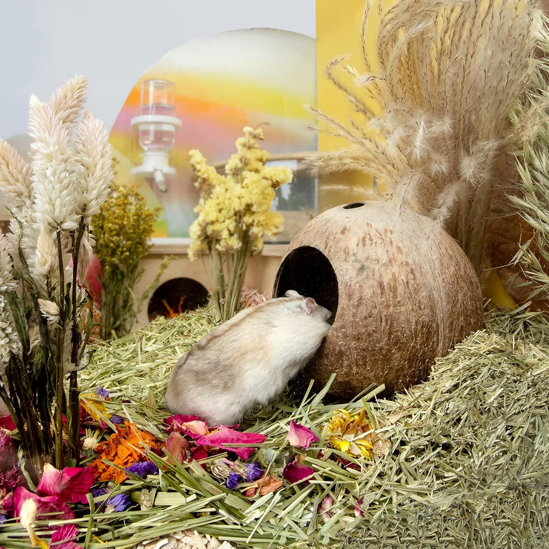 andwe Coconut Hut Hamster House Bed Natural Gerbils Hideout