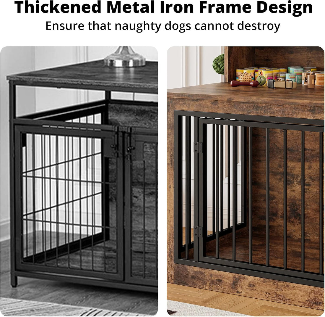 IRONCK 33.4" Small Dog Crate Furniture with Storage Hooks