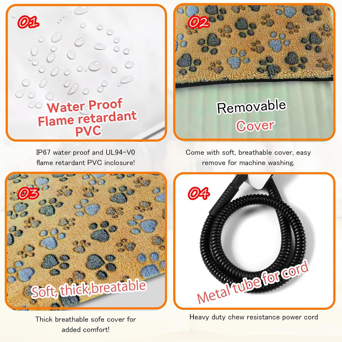 Heated Cat Bed Pet Heating Pad for Cats Dogs w Adjustable Temp & Timer