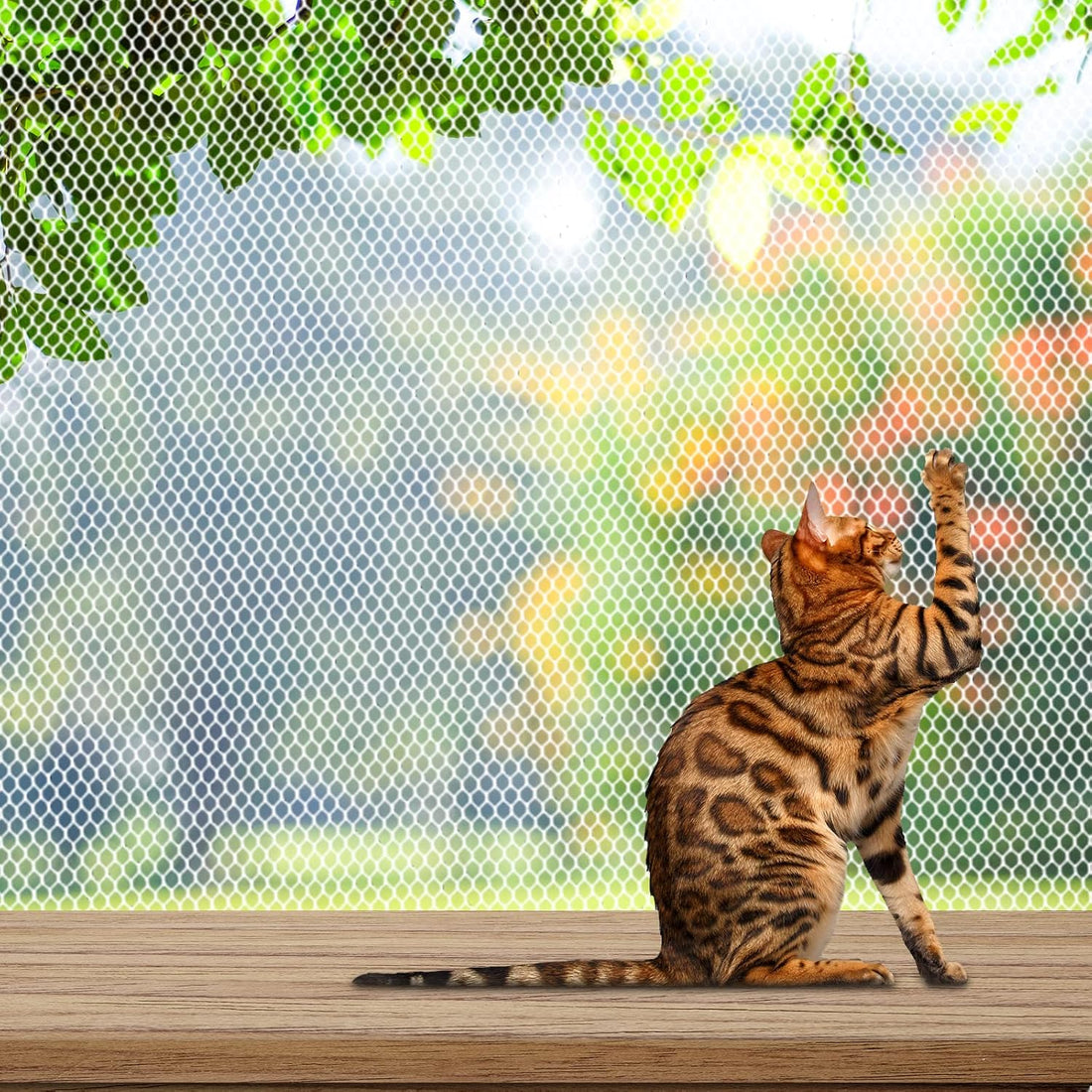 Shappy Balcony Screen for Pets Cat Netting 16.5 ft x 2.5 ft, 56 Pcs