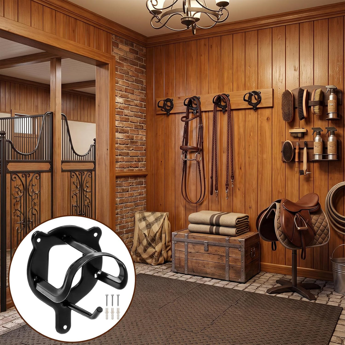 Cididu 12 Counts Horse Bridle Rack, Metal Bridle Hooks Bracket