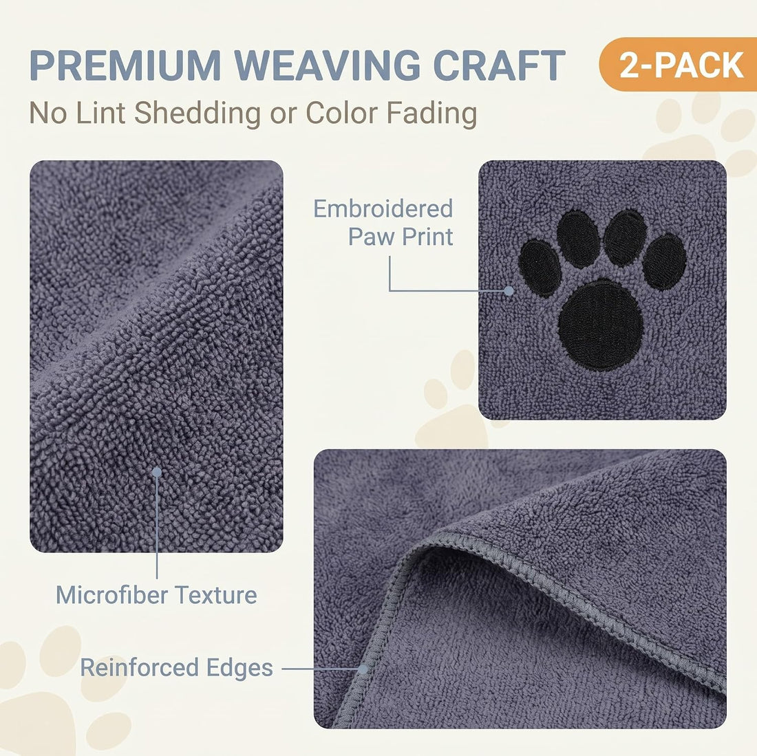 Microfiber Dog Towel-Super Absorbent,Lightweight & Portable(2Pack)