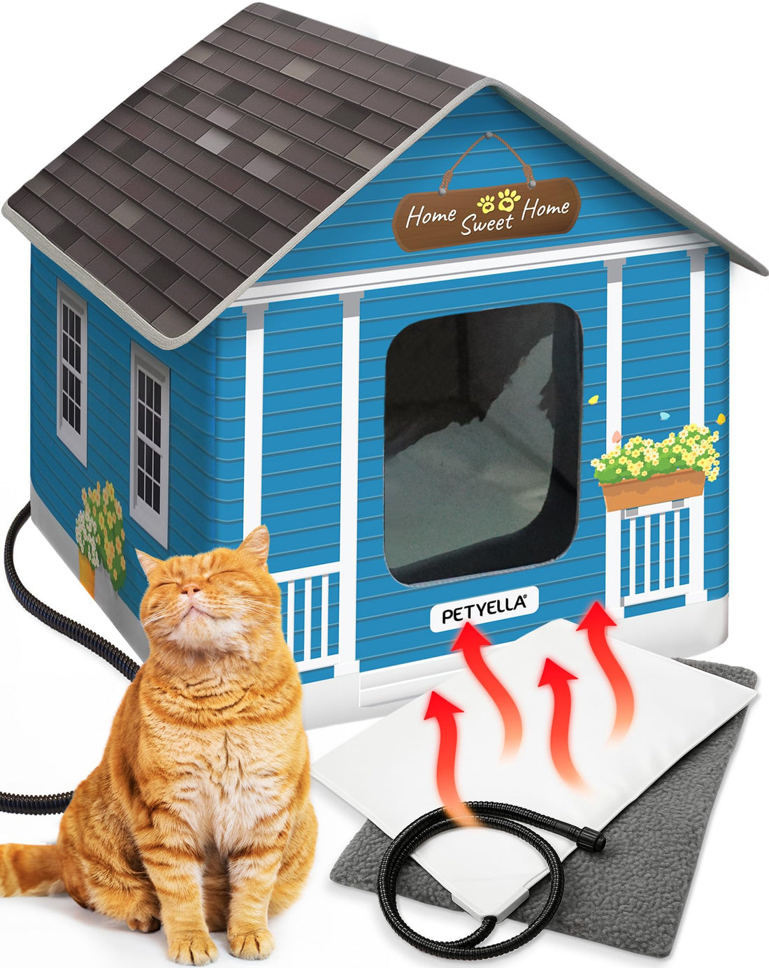 Deluxe Heated Cat House for Winter - Weatherproof, Insulated