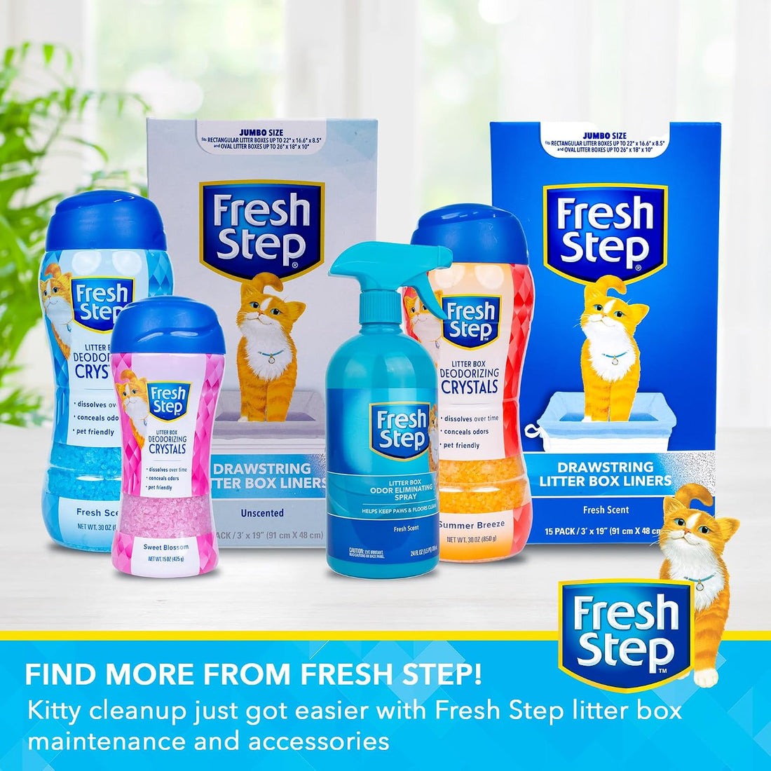 Fresh Step Drawstring Cat Litter Box Liners, Scented, 3 ft x 19 in