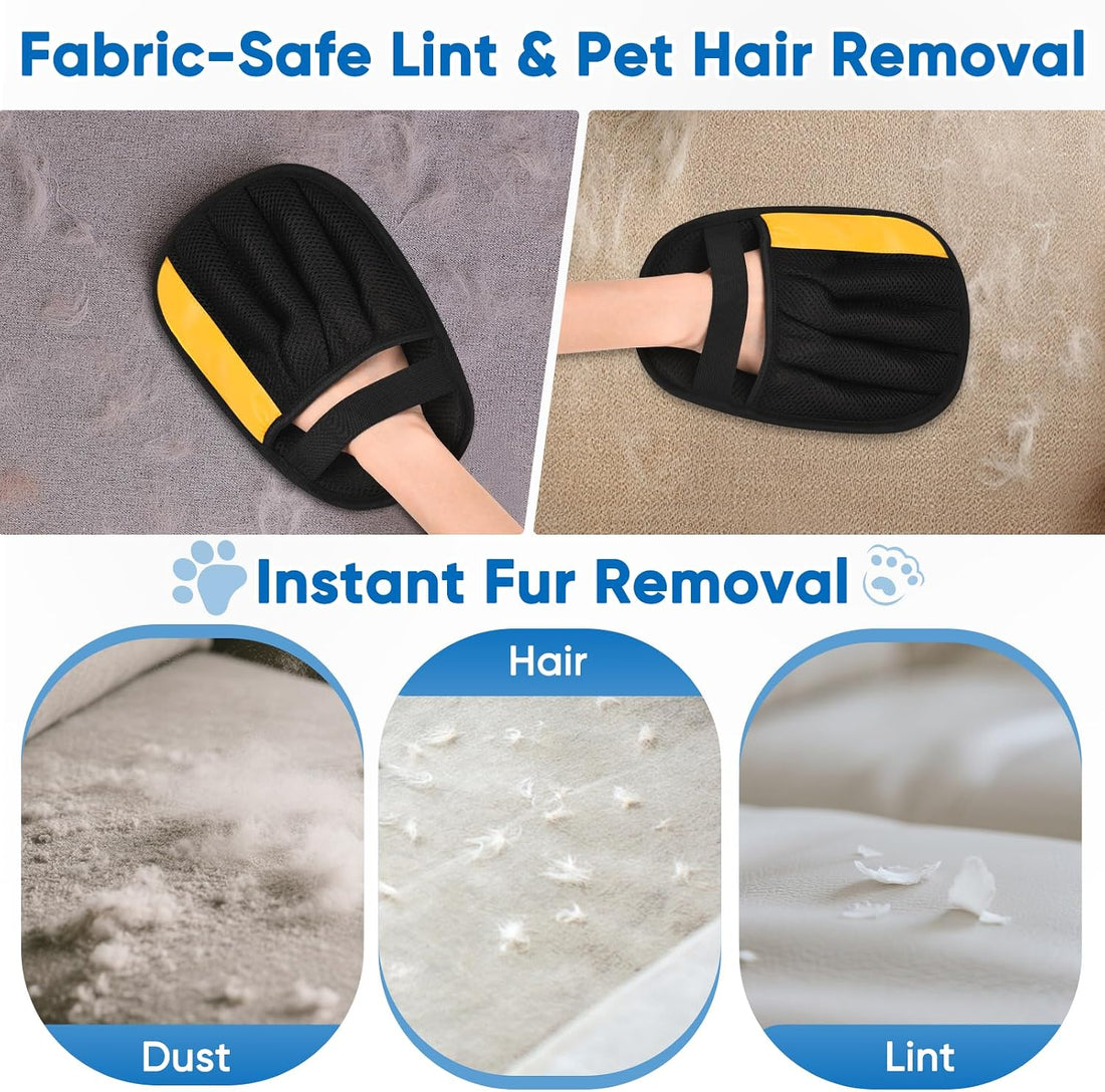 Electrostatic Pet Hair Removal Glove, Five-Finger, Grooming Mitt
