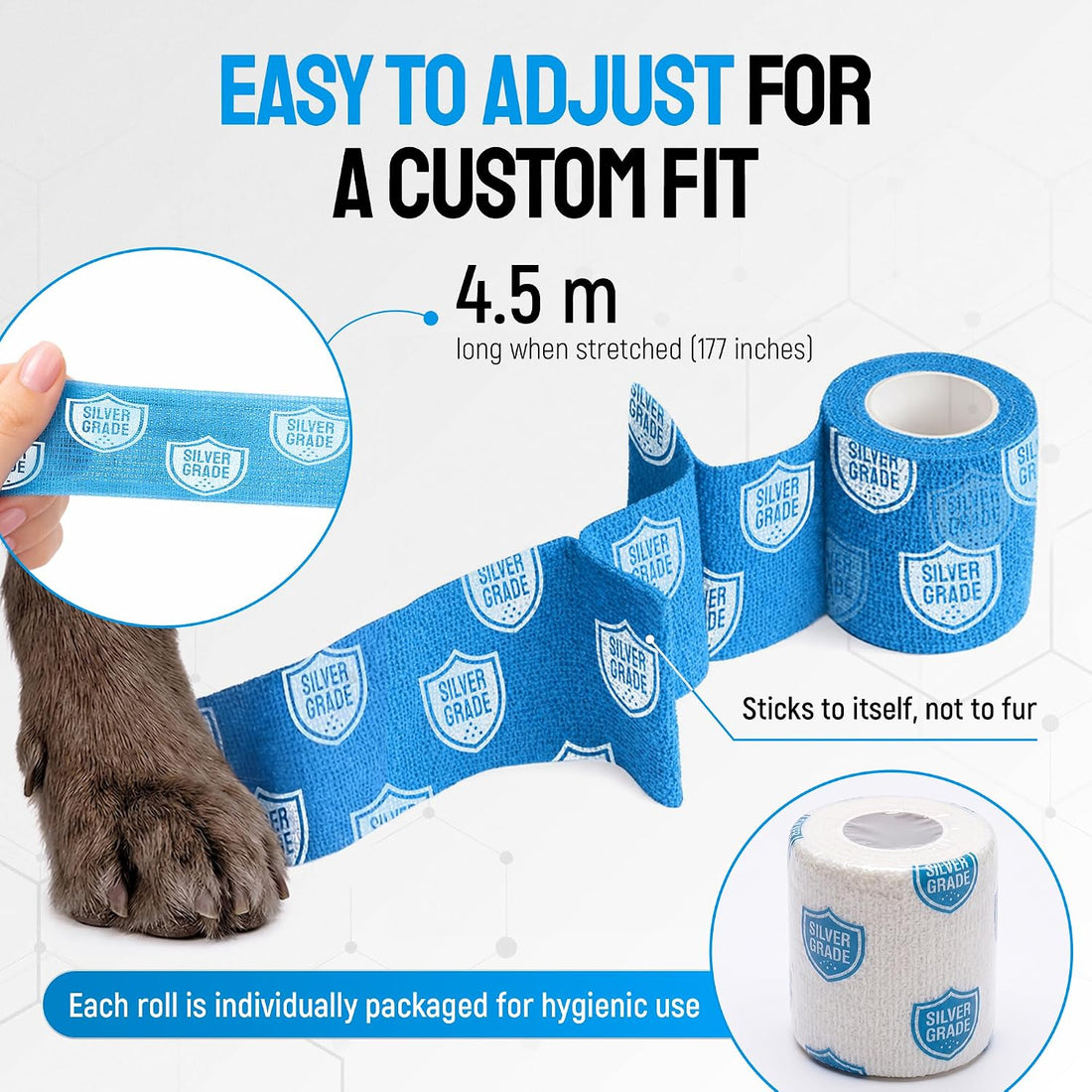 SILVER GRADE Vet Wrap for Horses, Cats, Birds & Other Animals