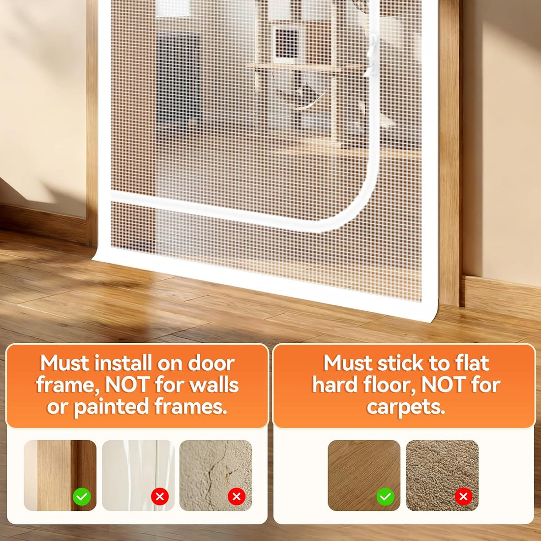BFNN Cat Proof Screen Door, Extra Tall Mesh Gate, Fit 32'' x 80'' Door