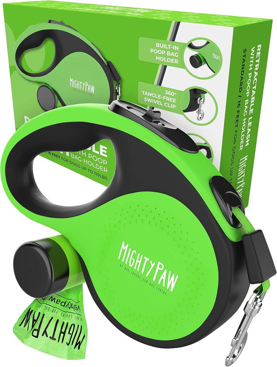 Mighty Paw Retractable Dog Leash, for Large Dogs, 50-110 lbs