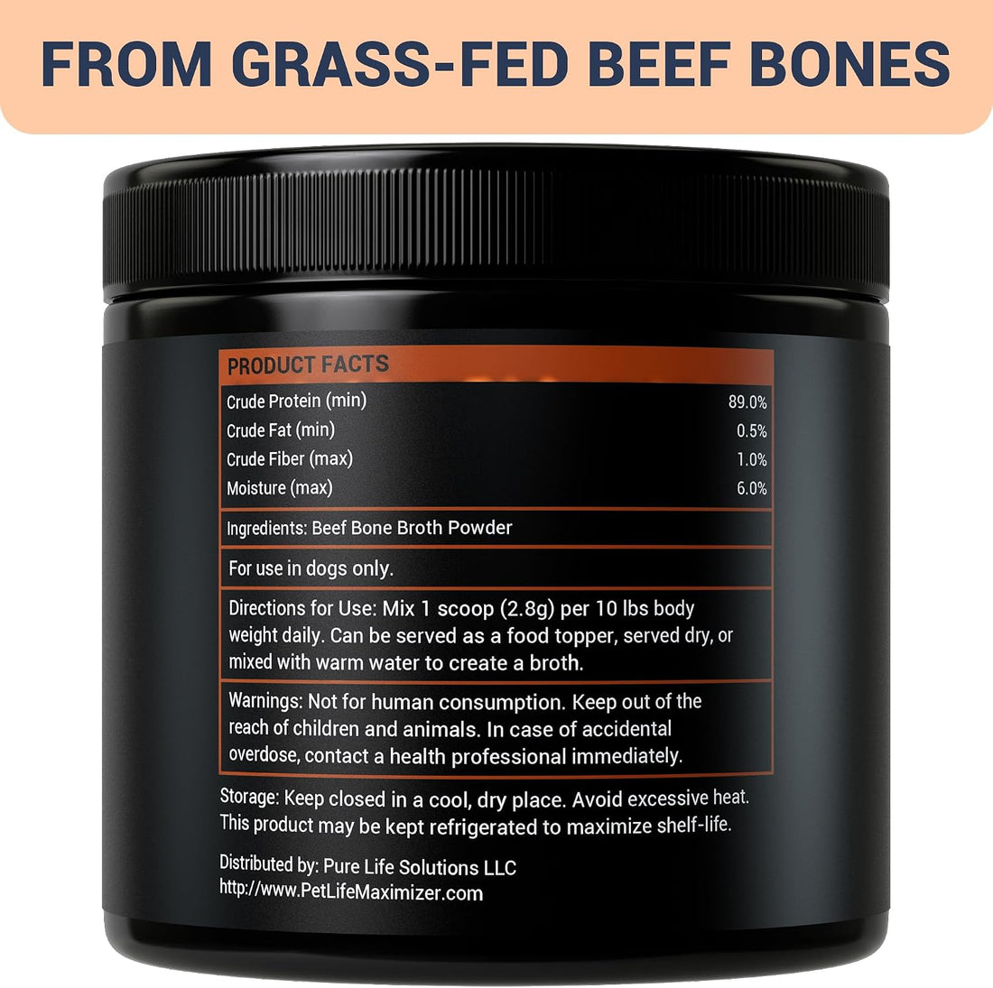 Beef Bone Broth for Dogs. High Protein Human Grade Food Topper
