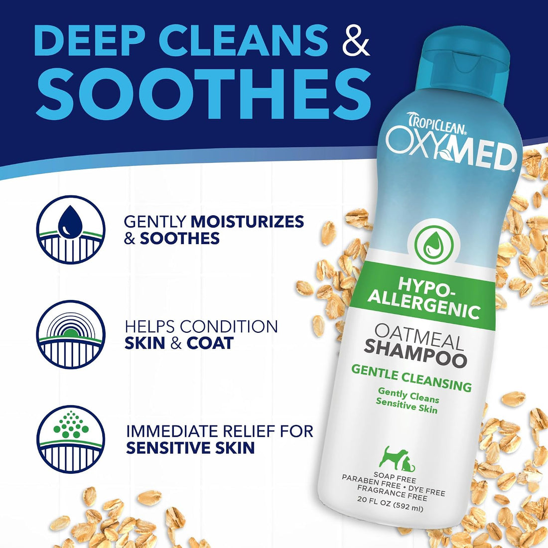 TropiClean OxyMed Hypoallergenic Dog Shampoo for Allergies and Itching