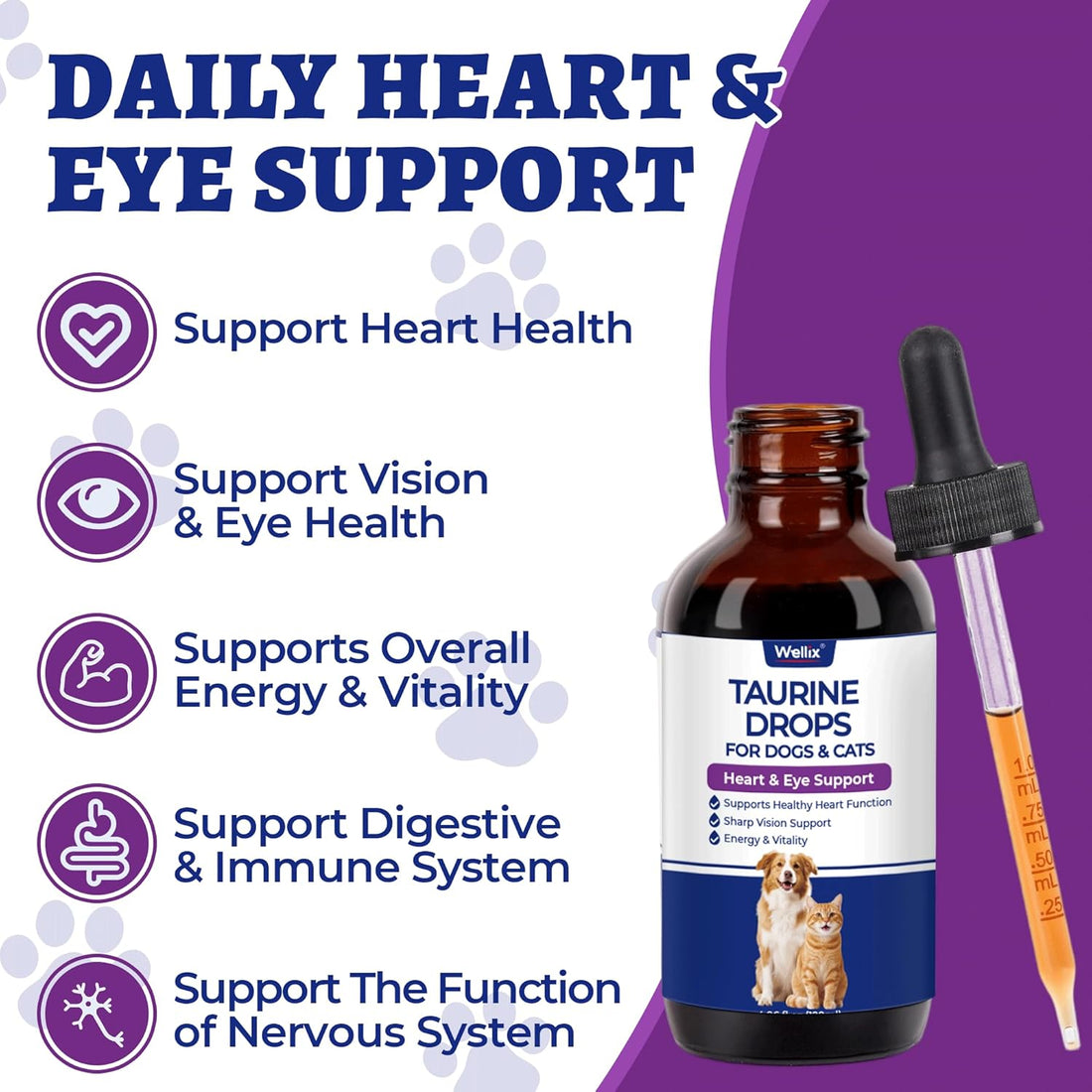 Wellix 4 oz Liquid Taurine Drops for Cats & Dogs
