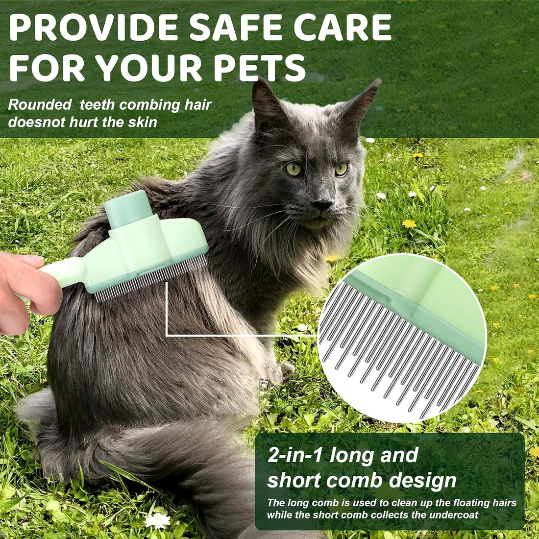 XANGNIER One-click Self Cleaning Cat Comb for Long/Short Haired Cats