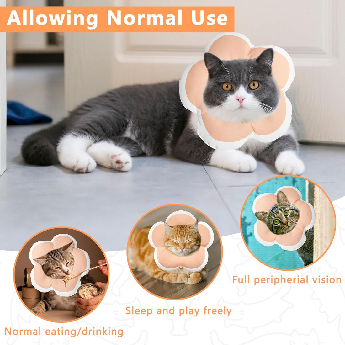 Cat Cone Collar Soft, Floral Recovery Cone