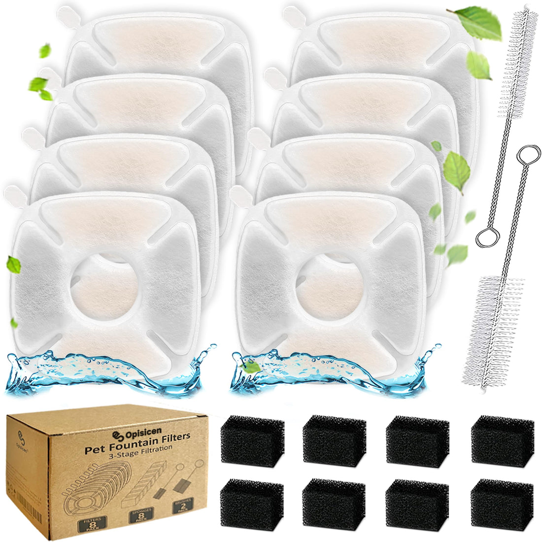 OPISICEN 18 Pcs Cat Fountain Filters Replacement Compatible