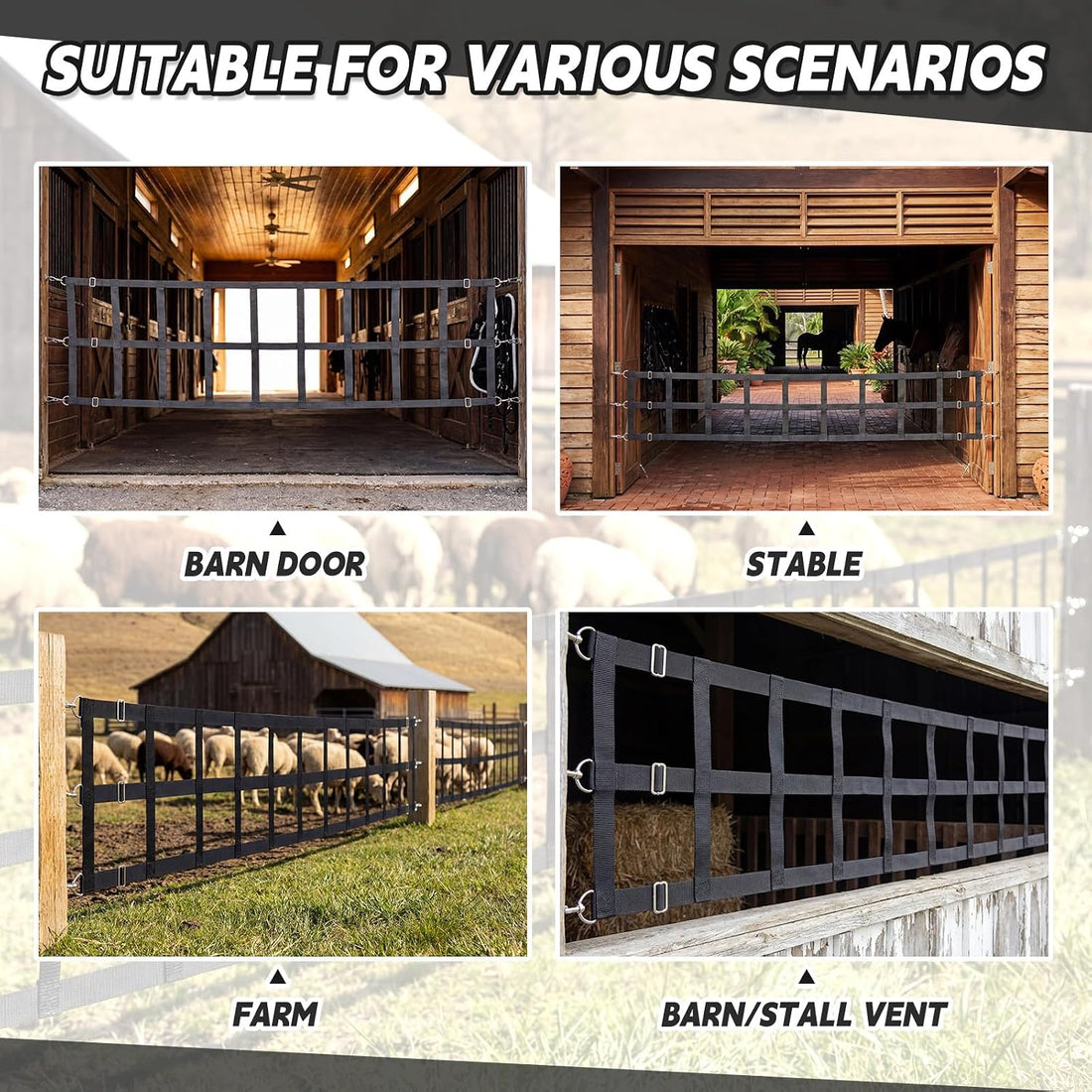 Zonon 10' x 20'' Adjustable Polyester Stall Guards for Horses