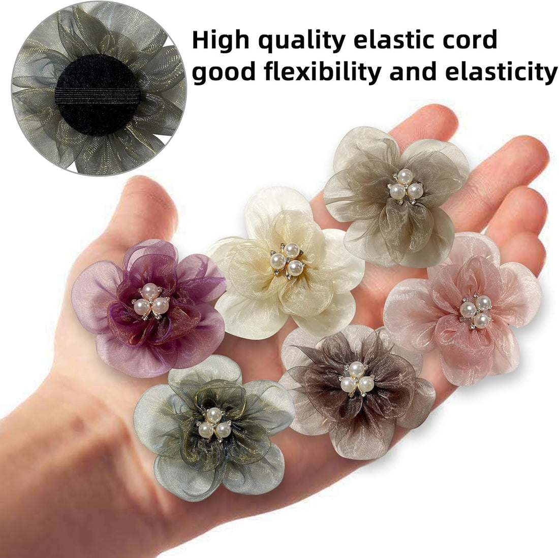 6 Pcs Dog Collar Accessories Slide-On Pearl Flower Charms