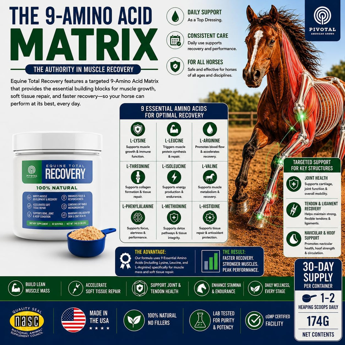 Pivotal Feeds Equine Total Recovery Supplement, 30 Servings