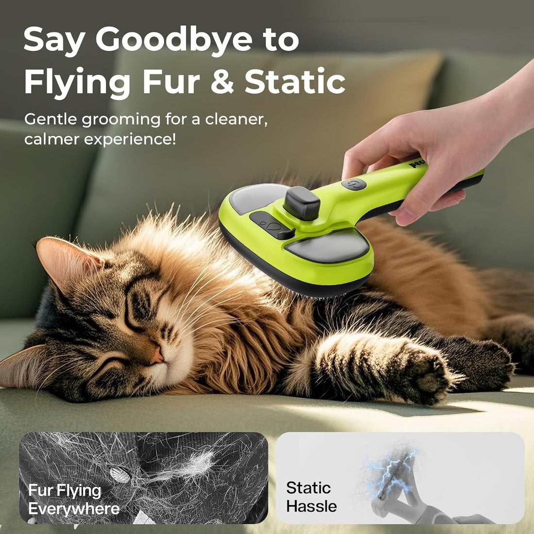 Pecute Cat Steam Brush, Self-Cleaning Steam Cat Brush with 2 Water