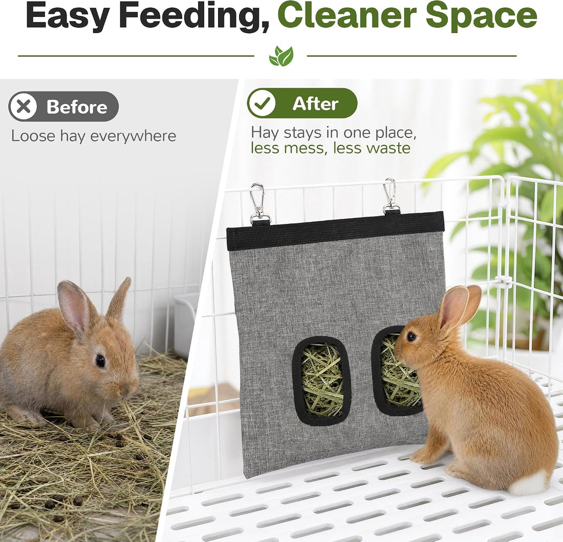 2-Pack Rabbit Hay Feeder Bags for Guinea Pigs, Bunnies & Chinchillas