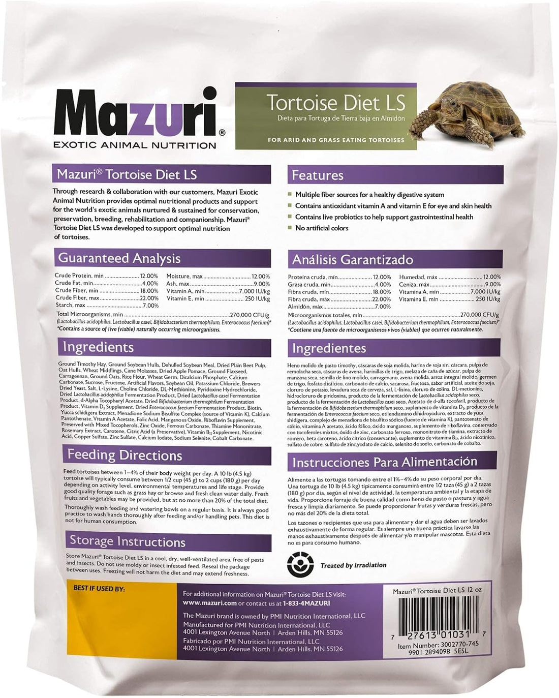 Mazuri Low Starch Tortoise Diet, for African Spurred/Sulcata, Desert