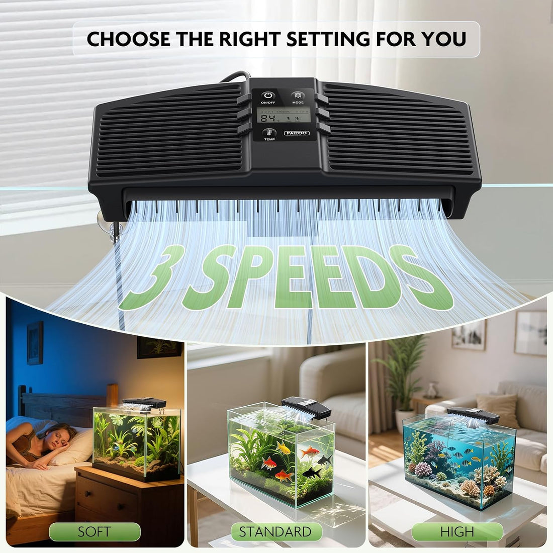 PAIZOO Aquarium Chiller Fan with Temp Probe & LCD Display