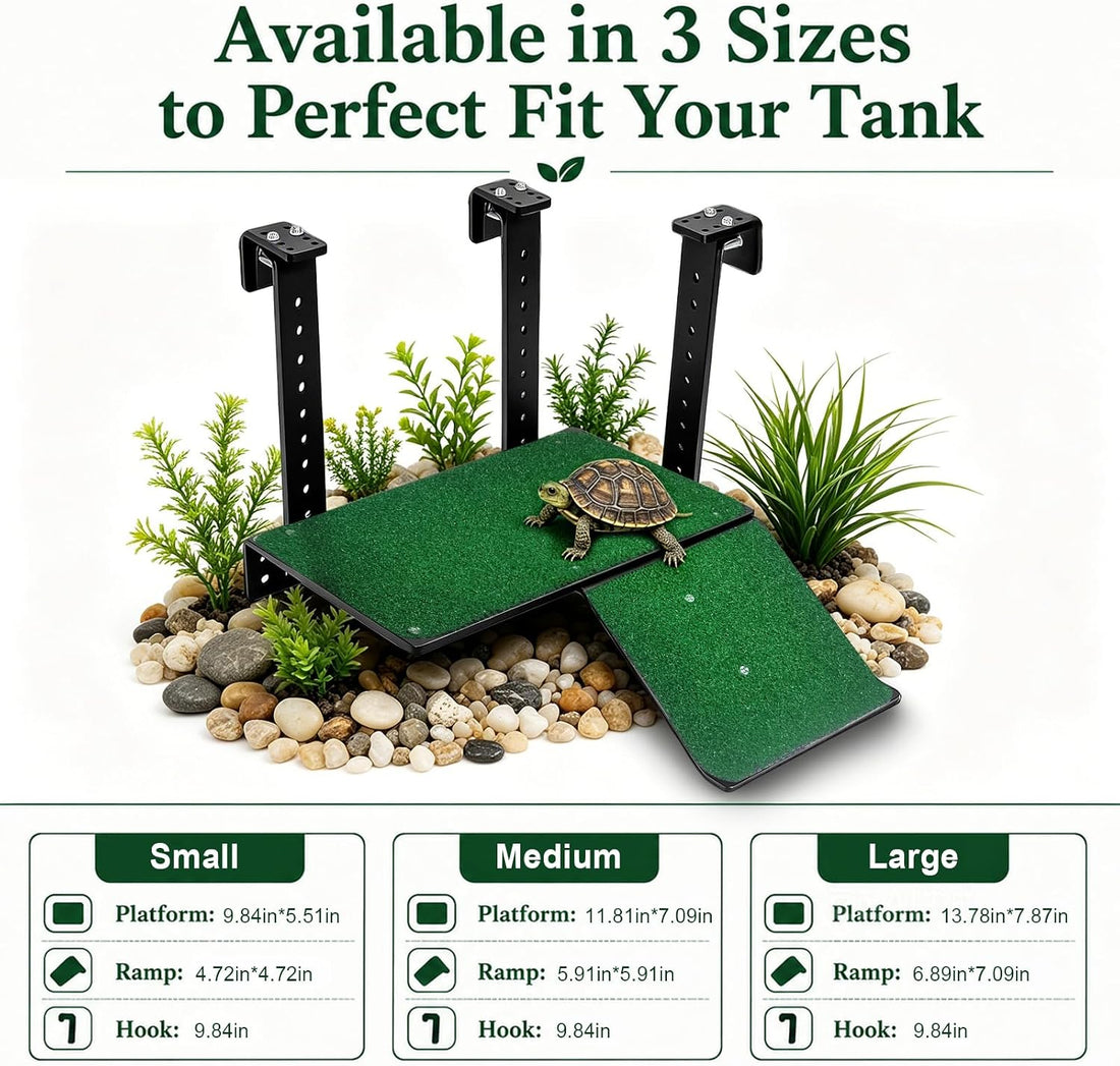 Hanging Turtle Basking Platform with Ramp & Artificial Grass Floating