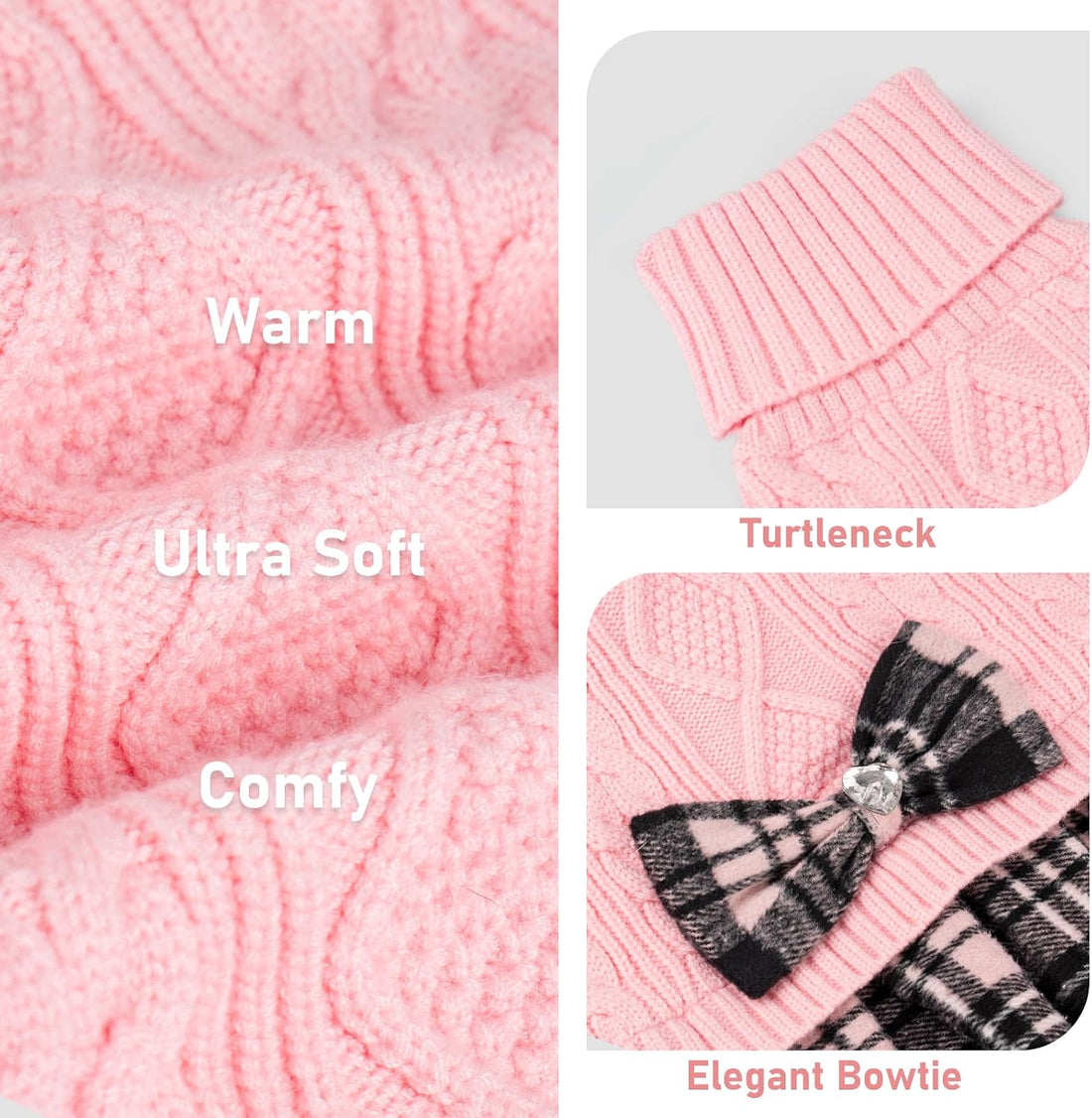 KYEESE Dog Sweater Dress for Small Dogs Turtleneck Thick Knit Pullover