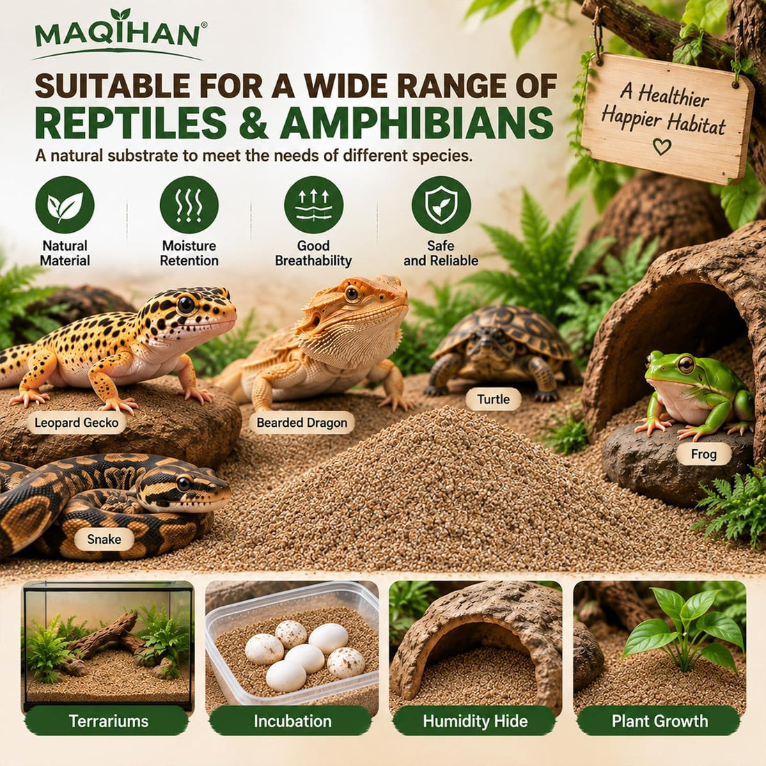 MAQIHAN 14OZ Vermiculite for Reptiles - Terrarium Substrate Bedding