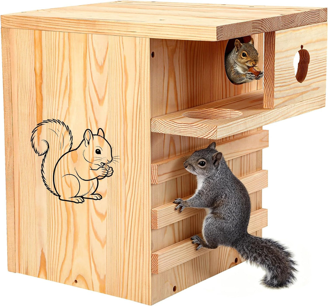 Squirrel House for Outside with Predator Guard,16.5" Squirrel Nesting