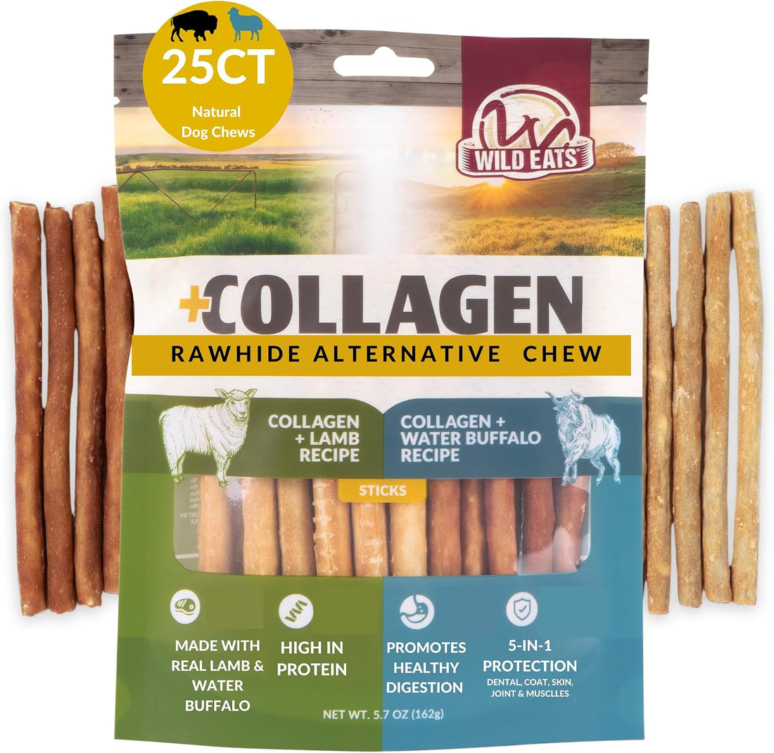 Wild Eats Duck and Salmon Collagen Sticks for Dogs, 25 Pack